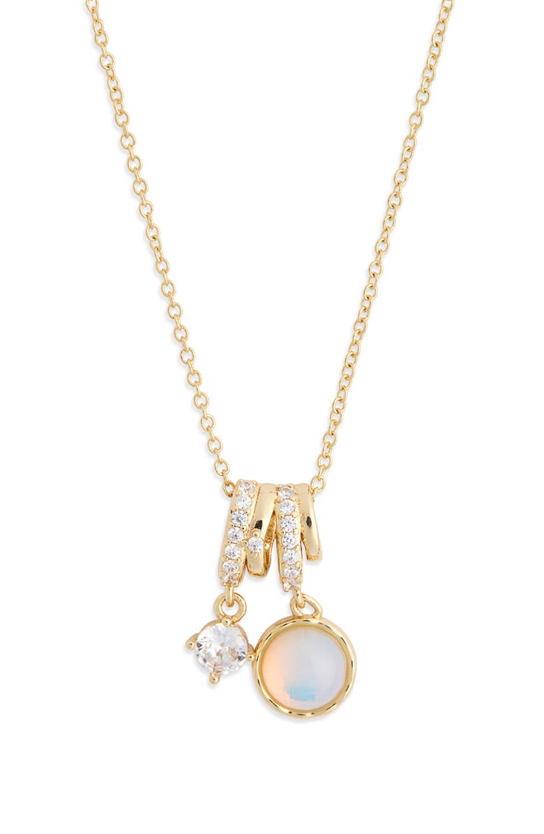 NORDSTROM RACK Cubic Zirconia Charm Necklace, Main, color, Clear- White- Gold