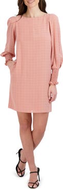 Julia Jordan Check Long Sleeve Shift Dress