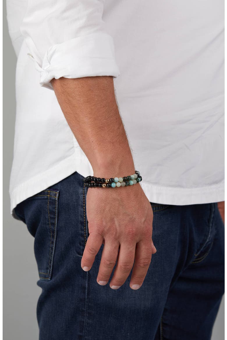 Men's N6 Happiness/Ease Set of 2 Healer's Bracelets, Alternate, color, BLACK