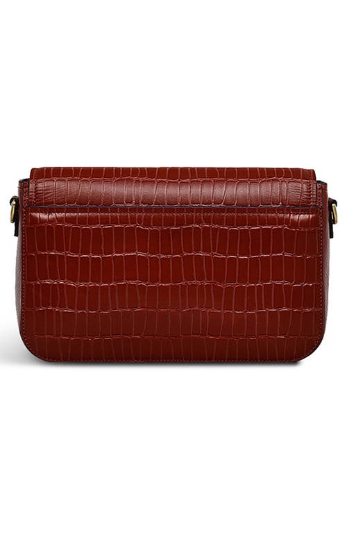 Radley London River Road Croc Embossed Leather Crossbody Bag In Rust