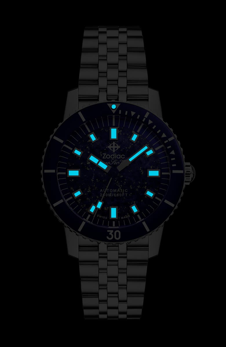 Zodiac Compression Diver Automatic Stainless Steel Watch, 40mm, Alternate, color, 