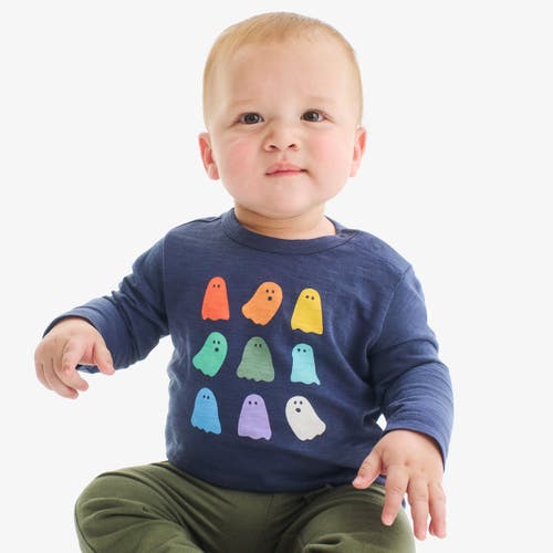 Primary Baby Long Sleeve Rainbow Ghost Tee In Blue
