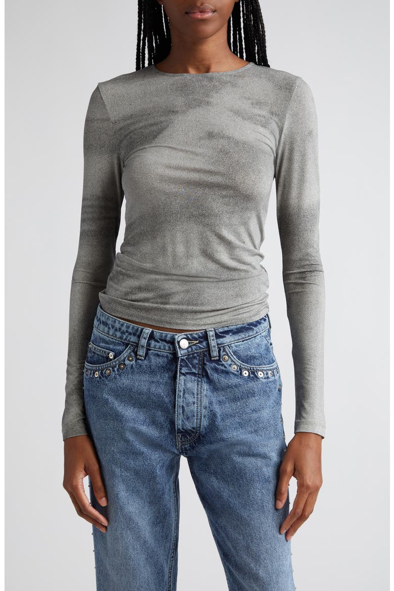 Arcangel Semisheer Long Sleeve Top, Main, color, MID GREY