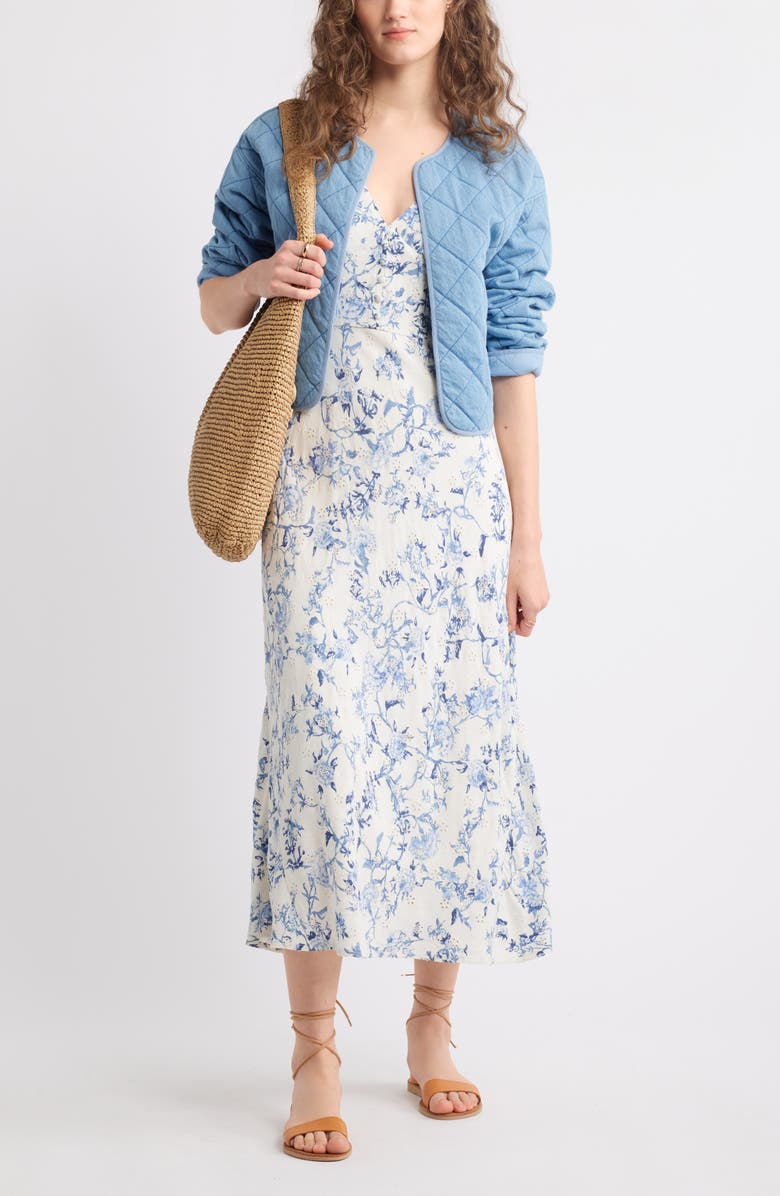 Embroidered Bias Cut Midi Dress