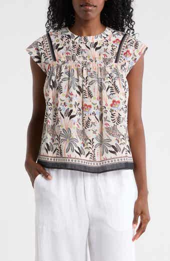 ELIE ELIE TAHARI Floral Smocked Cotton Top