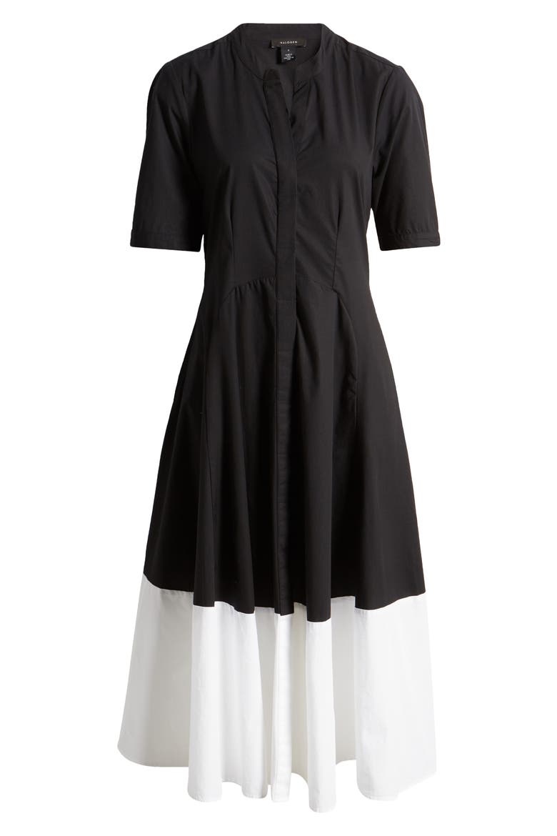 Front Seam A-Line Midi Dress, Alternate, color, RICH BLACK