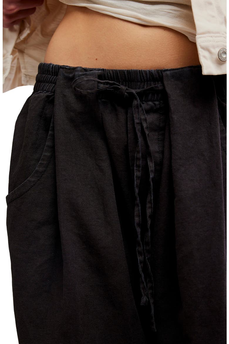 Chambers Drawstring Linen & Cotton Pants, Alternate, color, BLACK