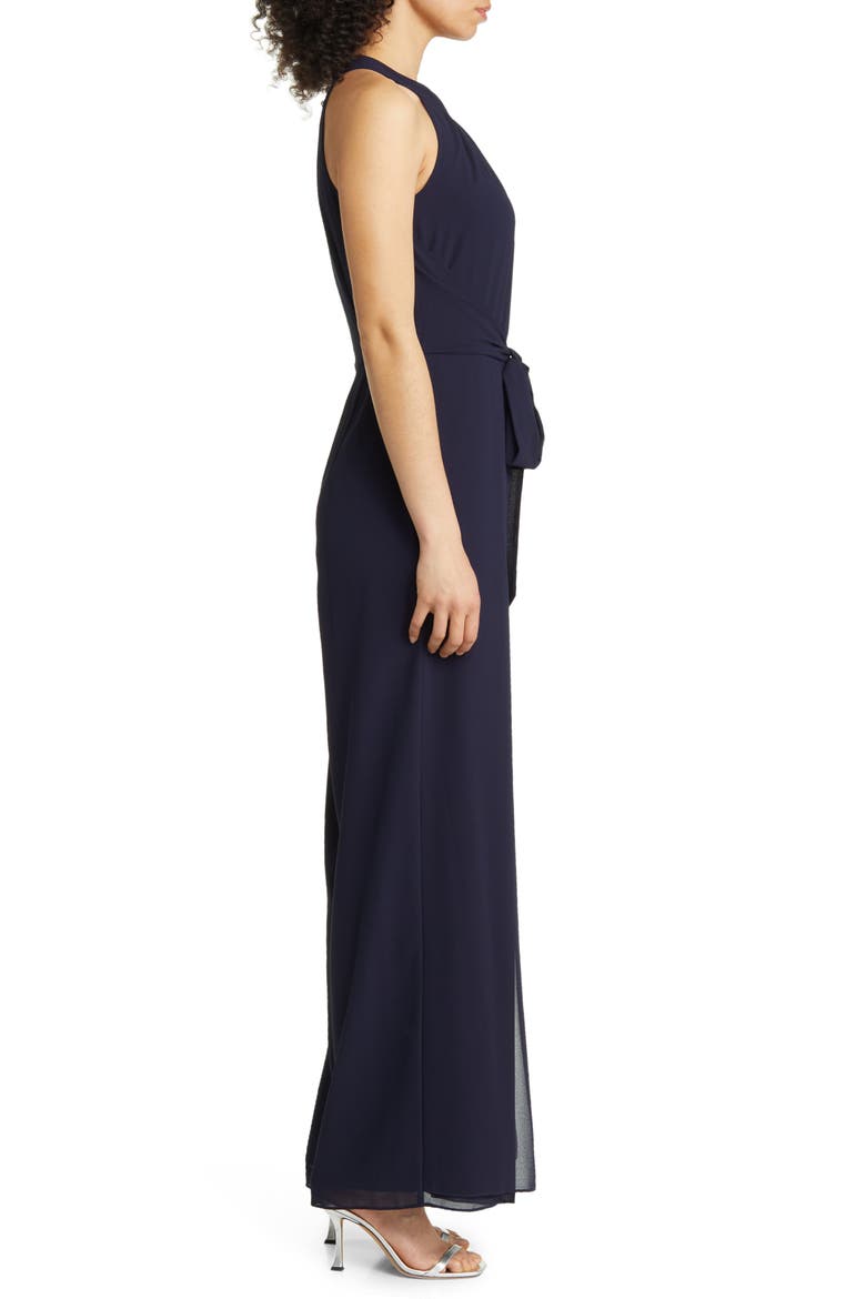 Halter Neck Chiffon Jumpsuit, Alternate, color, NAVY