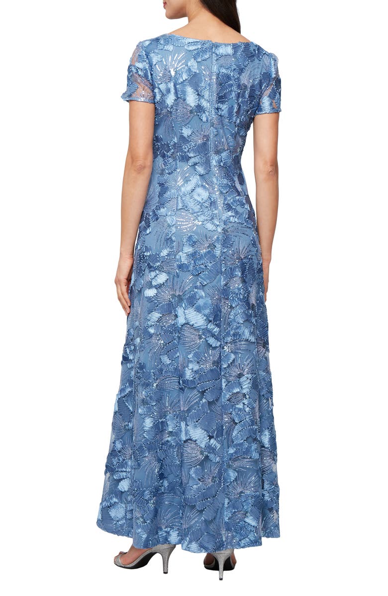 Alex Evenings Sequin Soutache A-Line Gown, Alternate, color, Brush Periwinkle