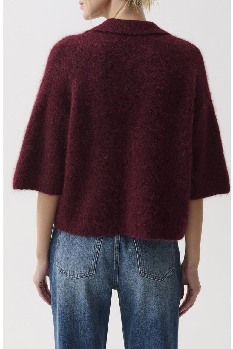 Nadya Short Sleeve Polo Sweater, Alternate, color, CHERRY WINE