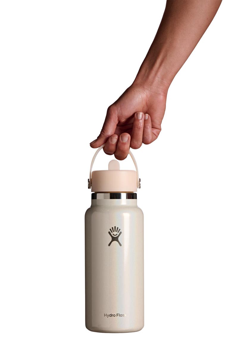 32-Ounce Wide Mouth Flex Straw Cap Bottle, Alternate, color, GLIMMER CREAM