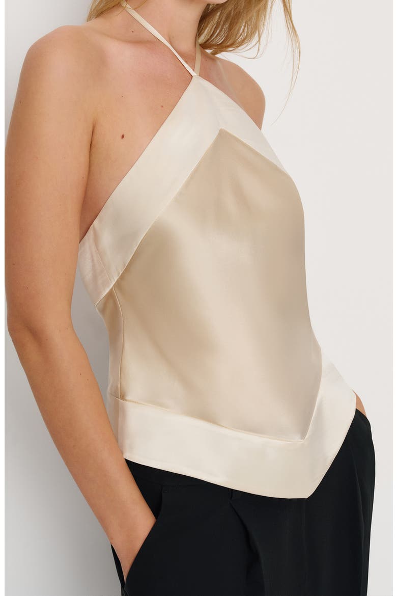 Jillian Halter Silk Top, Alternate, color, ALMOND