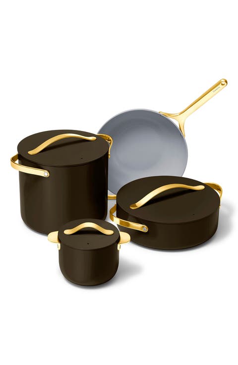 Nonstick Ceramic 7-Piece Cookware Set with Lid Storage