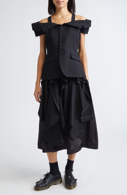 Noir Kei Ninomiya Deconstructed Wool Gabardine Jacket In Black