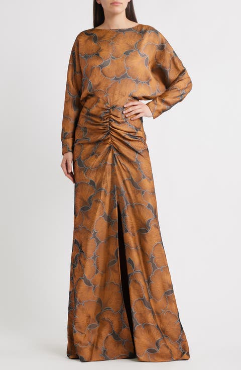 Long Sleeve Jacquard Gown