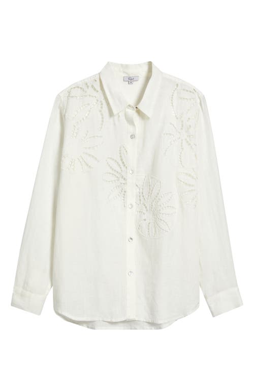 Rails Samar Floral Embroidery Detail Linen Blend Button-up Shirt