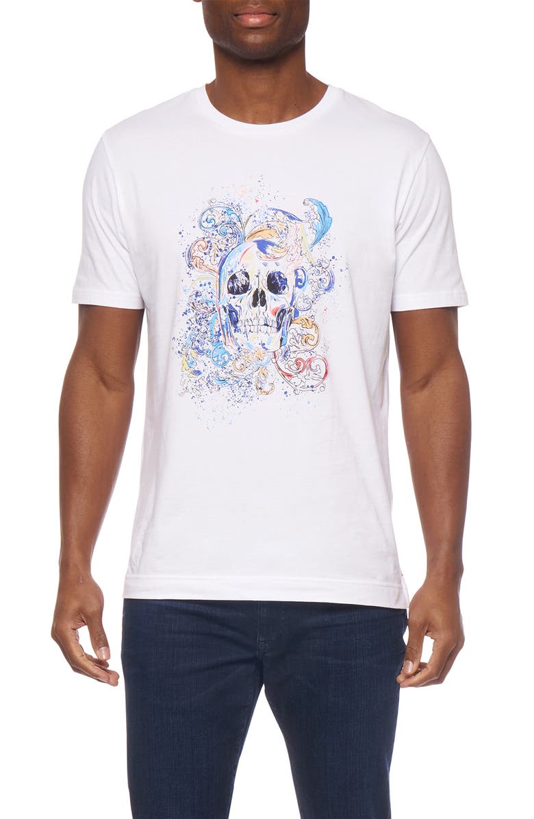 Robert Graham Splash Skull Graphic Tee, Main, color, 