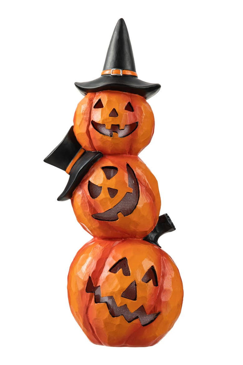 Halloween Lighted Stacked Resin Pumpkin Table Decor, Alternate, color, Orange