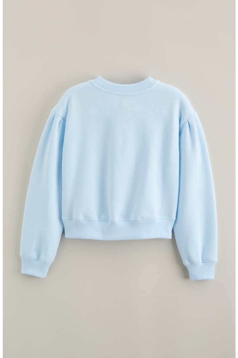 Kids' Pretty Lace Appliqué Sweatshirt, Alternate, color, BLUE DIAMOND LACE BOW