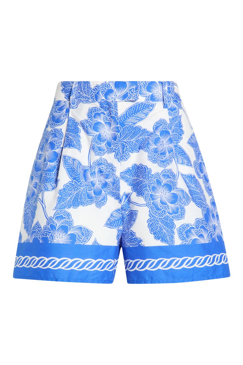 Rency Floral Print High Waist Shorts, Alternate, color, WHITE-BLUE