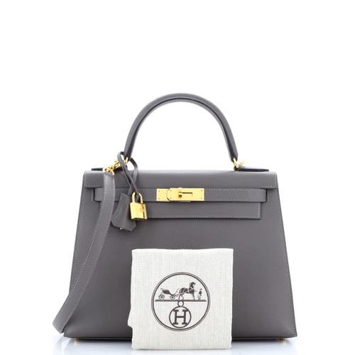 Pre-owned Hermes Hermes Kelly Handbag Grey Epsom With Gold Hardware 28 In Gray