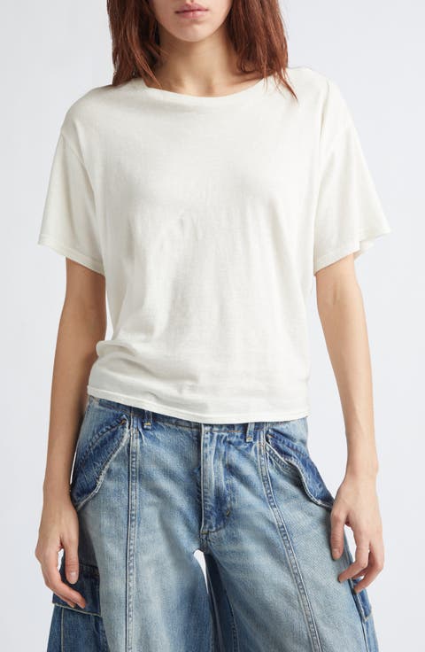 Tight Waist Cotton & Cashmere T-Shirt