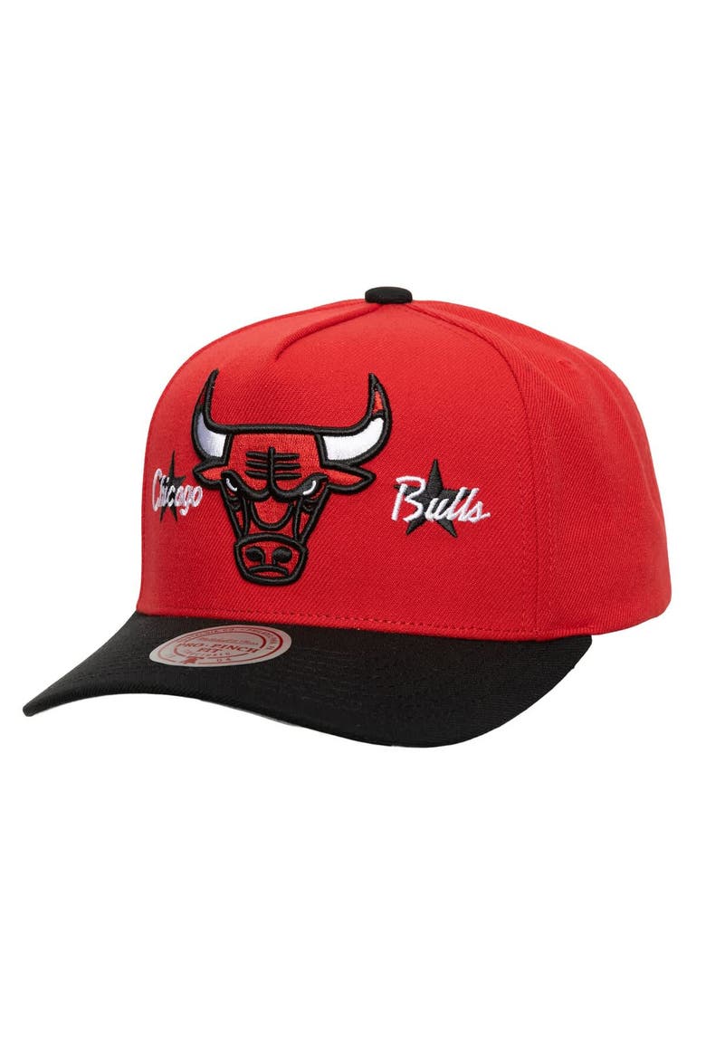 Men's Mitchell & Ness  Red/Black Chicago Bulls Stars Core Pro Pinch Adjustable Hat, Main, color, Red
