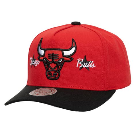 Men's Mitchell & Ness  Red/Black Chicago Bulls Stars Core Pro Pinch Adjustable Hat
