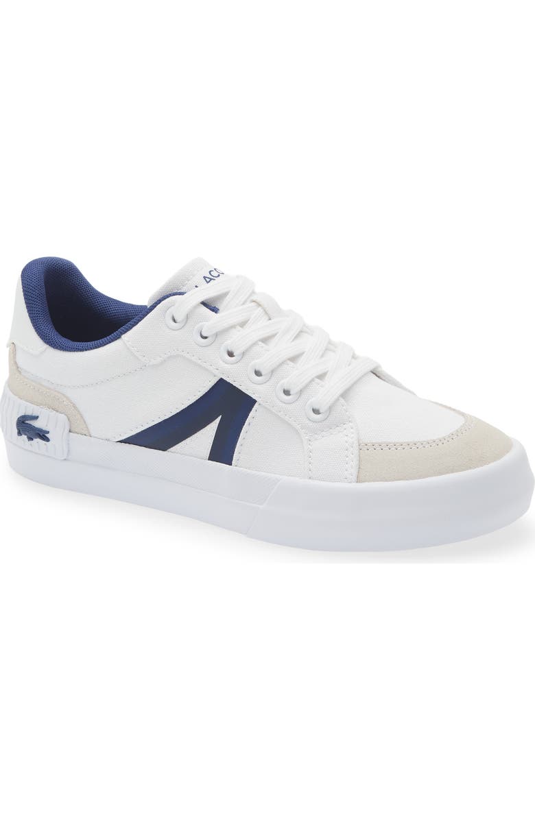 Lacoste Kids' Lace-Up Sneaker, Main, color, White/ Navy
