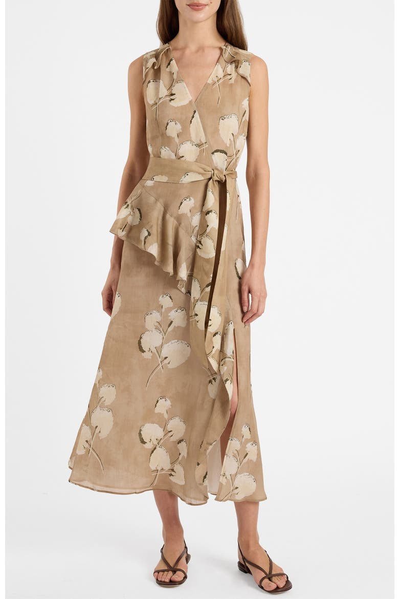 Cona Midi Dress with Ruffle Panel, Alternate, color, Chai