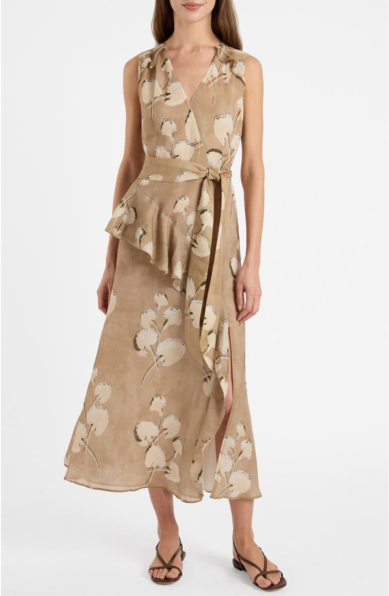 Santorelli Cona Midi Dress with Ruffle Panel, Alternate, color, Chai