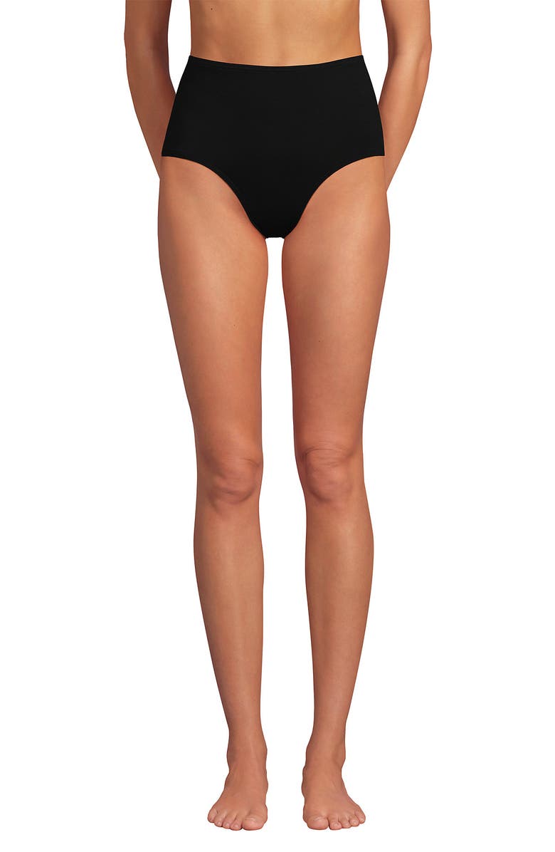 Lands' End Sculpting Suit Chlorine Resistant Targeted Control Retro High Waisted Bikini Swim Bottoms, Alternate, color, Black