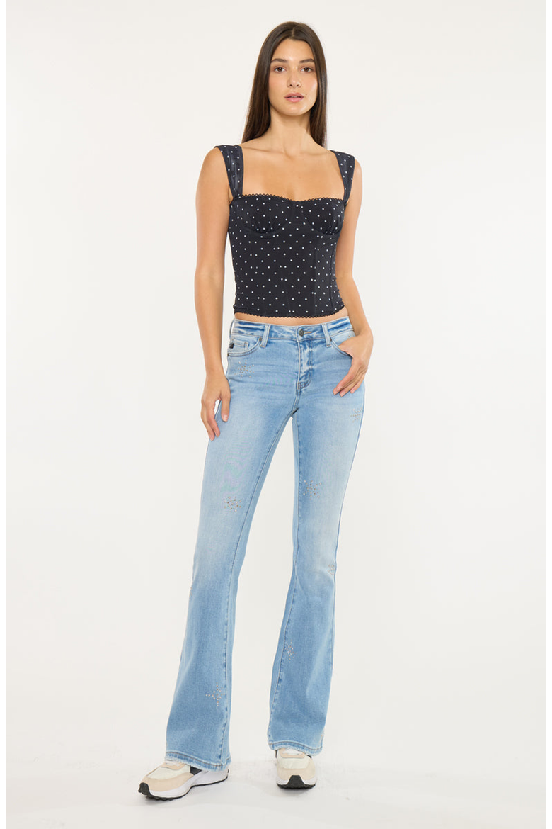 Estrella Mid Rise Flare Jeans, Alternate, color, Medium Wash