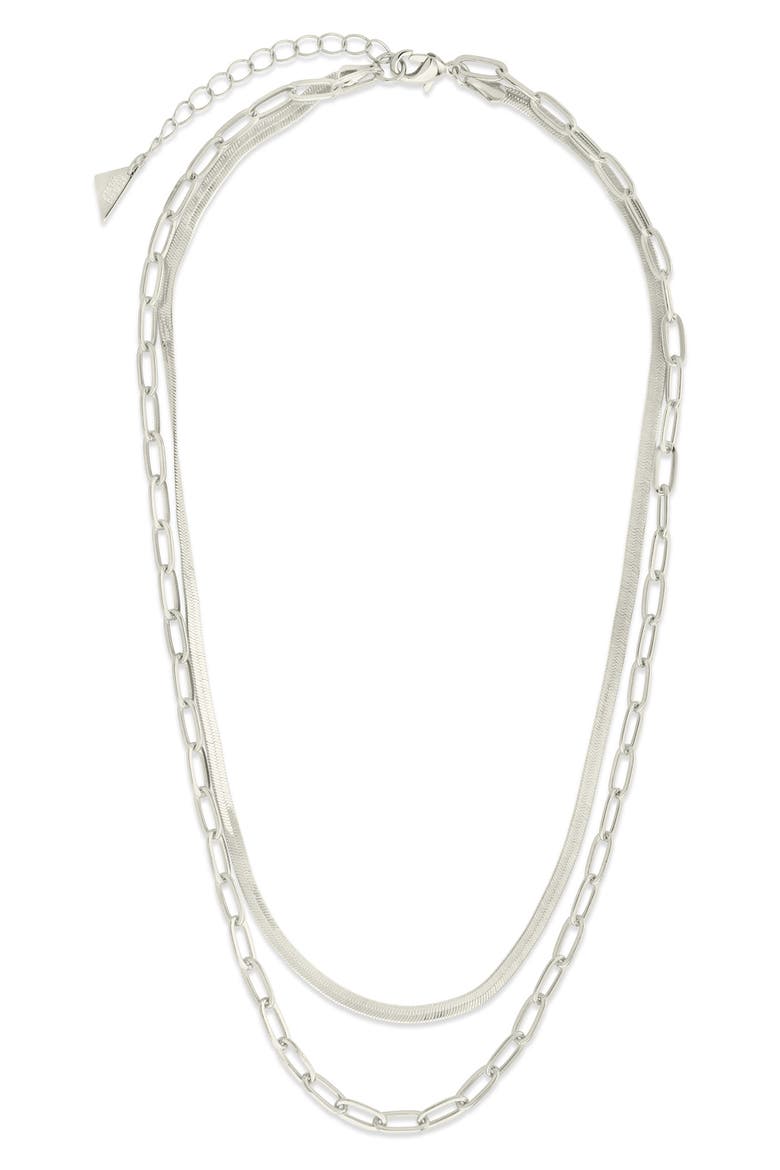 Brinley Layered Chain Necklace, Alternate, color, SILVER