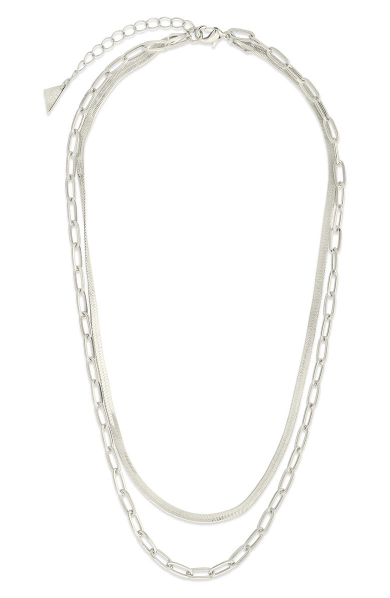 Sterling Forever Brinley Layered Chain Necklace, Alternate, color, Silver
