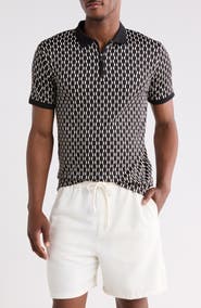 Cactus Man Geometric Quarter Zip Knit Polo