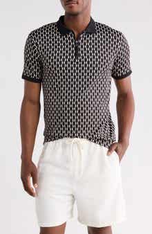 Geometric Quarter Zip Knit Polo