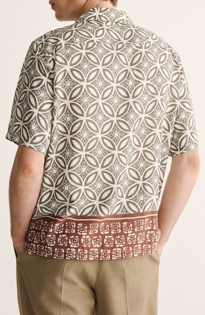 MANGO Printed Camp Shirt, Alternate, color, Khaki