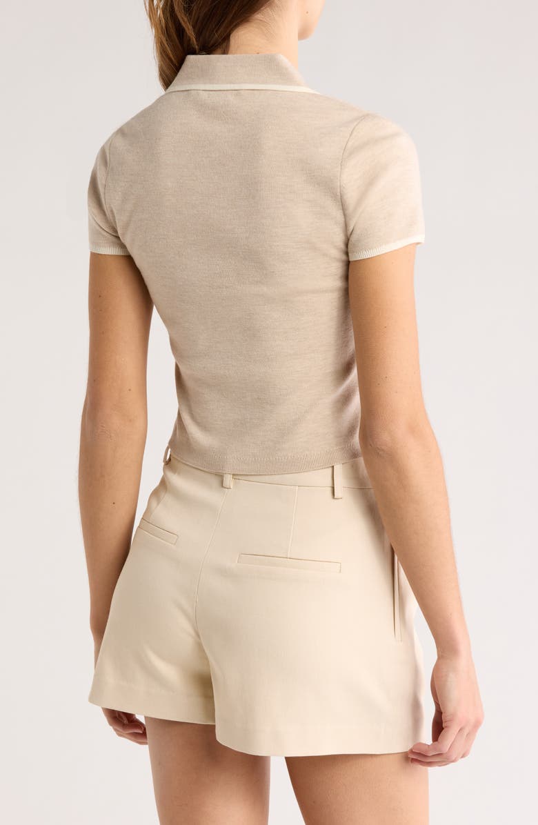Alice + Olivia Meda Wool Blend Crop Polo, Alternate, color, 
