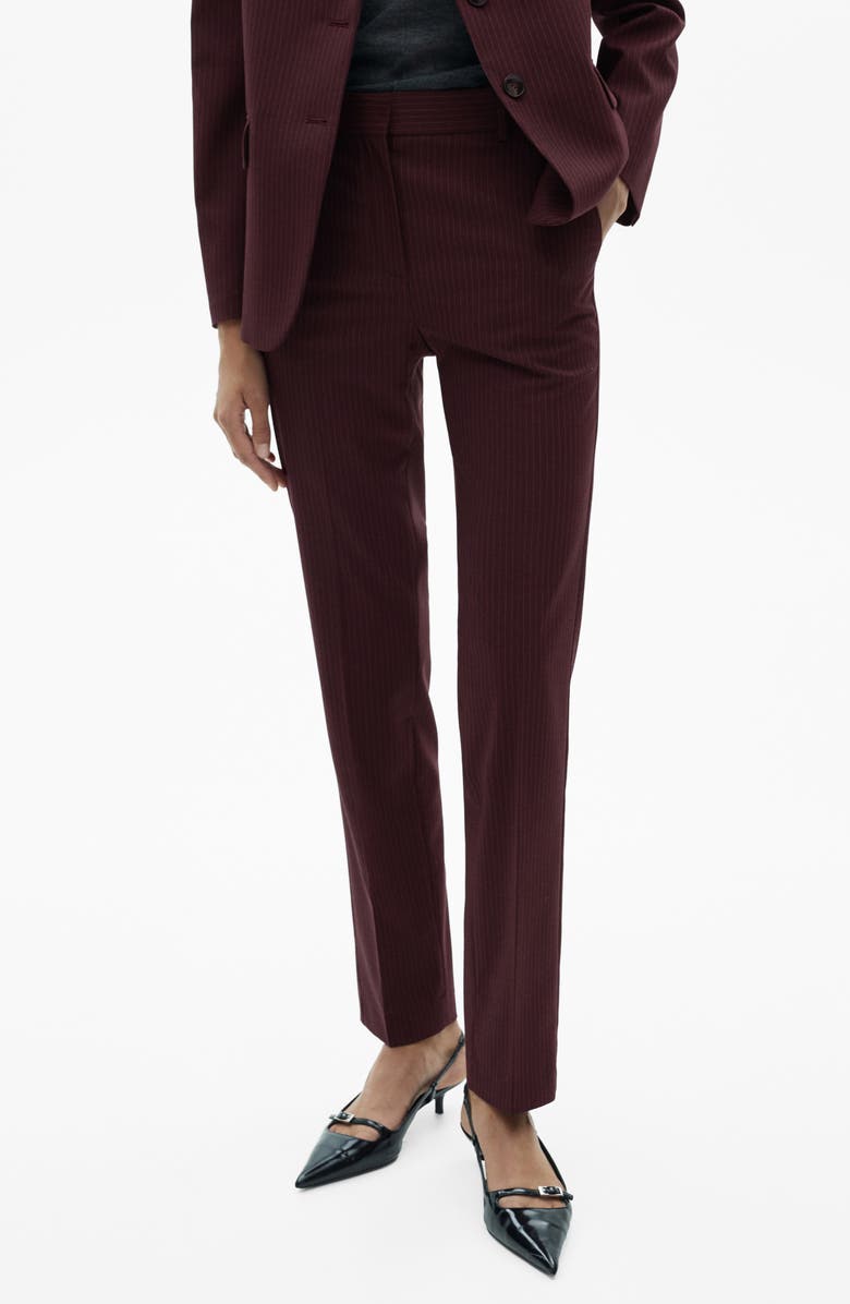 MANGO Pinstripe Pleat Front Pants, Main, color, 