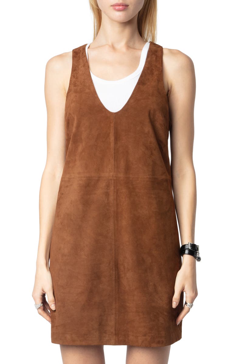 Zadig & Voltaire Rasha Suede Dress, Alternate, color, 