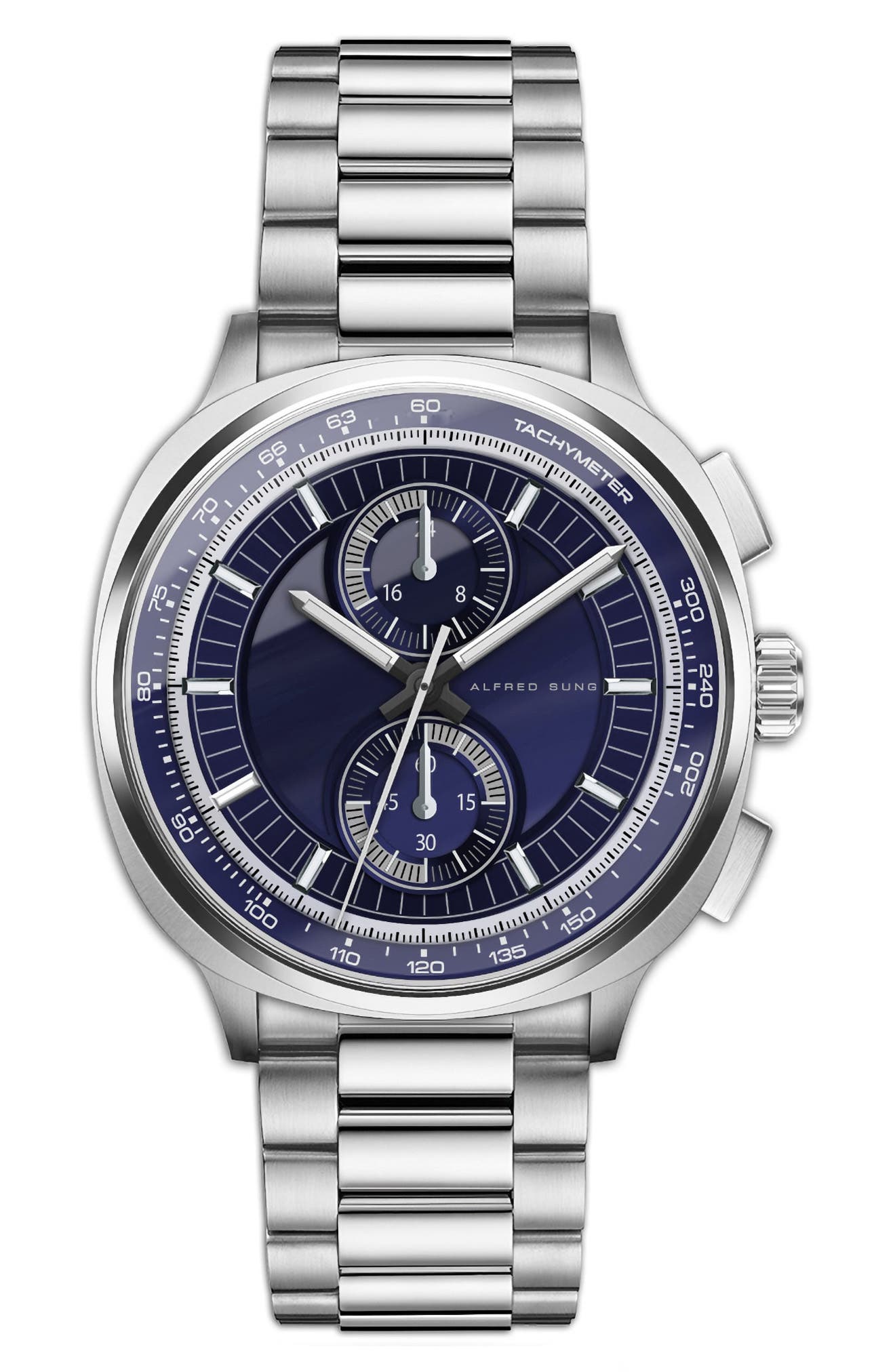 Dual Time Bracelet Watch, 44mm