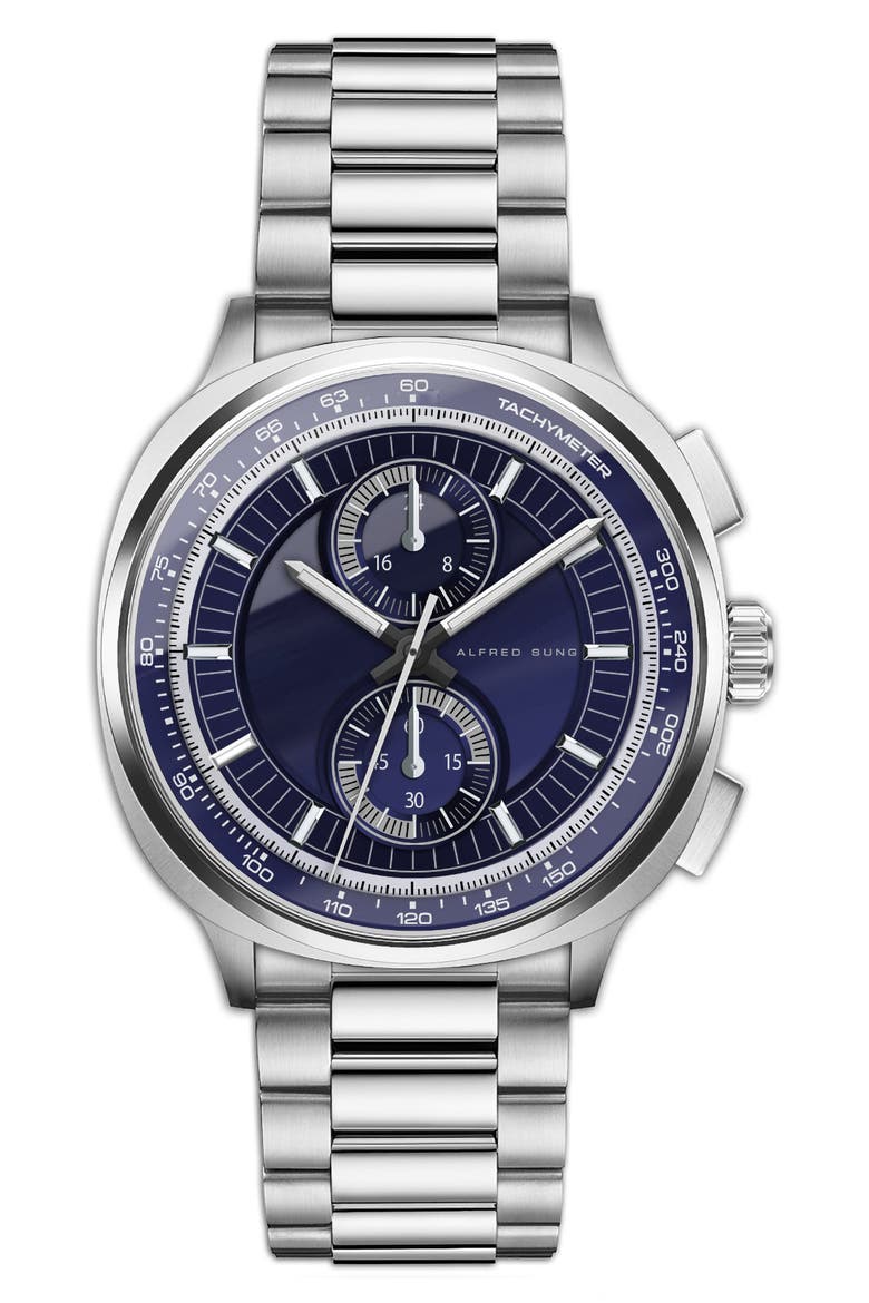 Dual Time Bracelet Watch, 44mm, Main, color, BLUE