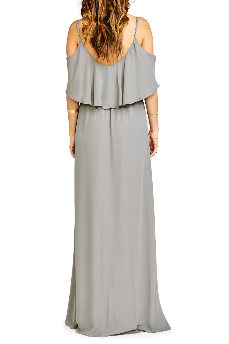 Caitlin Cold Shoulder Chiffon Gown, Alternate, color, SOFT CHARCOAL
