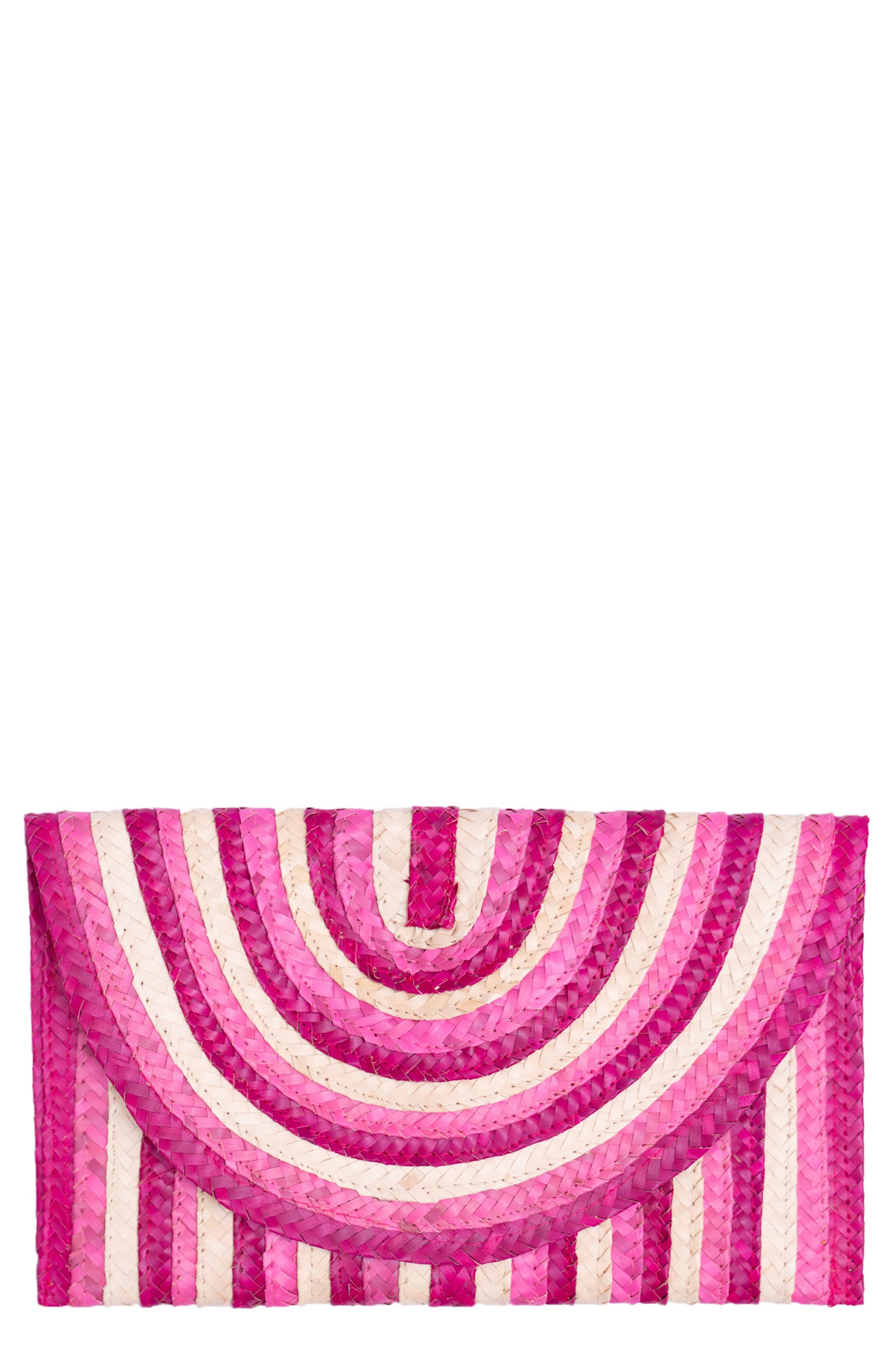 Brooke Stripe Handwoven Raffia Clutch