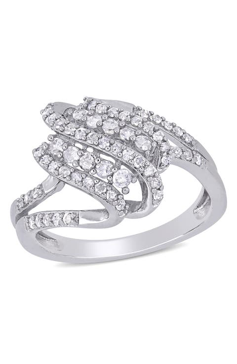 Sterling Silver Diamond Spiral Ring - 0.50 ctw