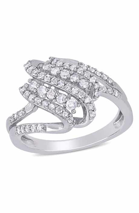 DELMAR Sterling Silver Diamond Spiral Ring - 0.50 ctw