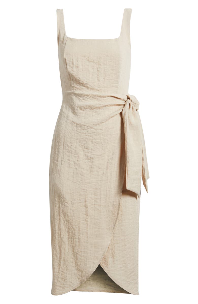 Sam Edelman Wrap Skirt Sleeveless Midi Dress, Alternate, color, Natural