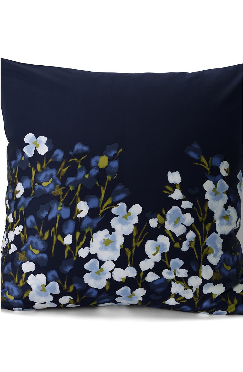 Lands' End 400 Thread Count Premium Supima Cotton No Iron Sateen Pillow Sham, Alternate, color, Deep Sea Navy Floral