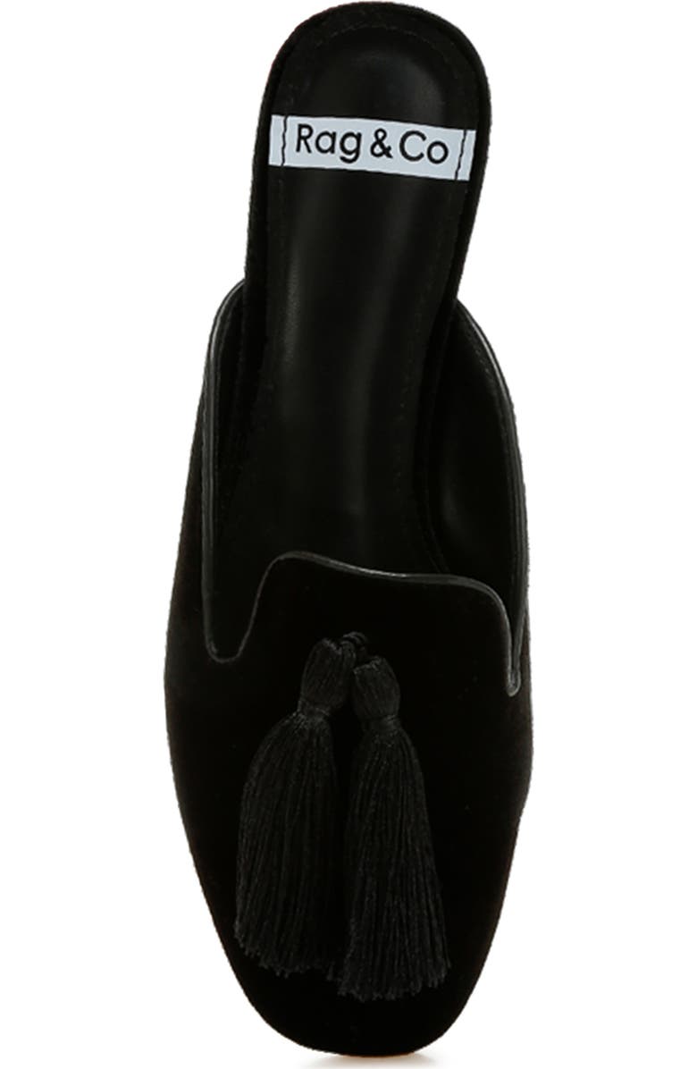Rag & Co Cardinal Tassel Velvet Mule, Alternate, color, Black